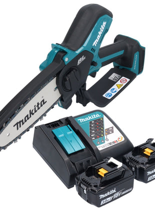 Motosierra a batería Makita DUC 150 RF2 18 V 15 cm sin escobillas + 2x baterías 3,0 Ah + cargador