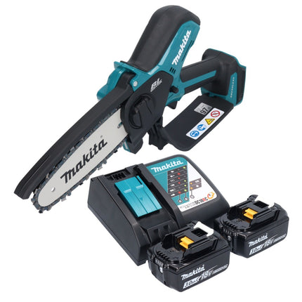 Makita DUC 150 RF2 Tronconneuse d'elagage sans fil 18 V 15 cm Brushless + 2x batterie 3,0 Ah + kit chargeur