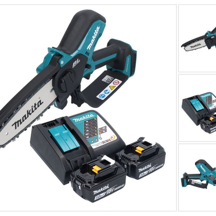 Makita DUC 150 RF2 Tronconneuse d'elagage sans fil 18 V 15 cm Brushless + 2x batterie 3,0 Ah + kit chargeur
