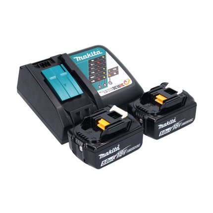 Makita DUC 150 RT2 Tronçonneuse d'elagage sans fil 18 V 15 cm Brushless + 2x batterie 5,0 Ah + kit chargeur