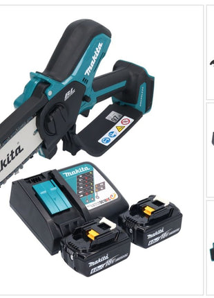 Makita DUC 150 RG2 Akku Kettensäge 18 V 15 cm Brushless + 2x Akku 6,0 Ah + Ladegerät