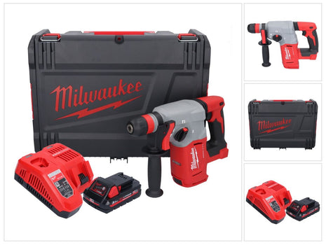 Martillo combinado a batería Milwaukee M18 BLHX-301X 18 V 2,3 J sin escobillas + 1x batería 3,0 Ah + cargador + caja HD