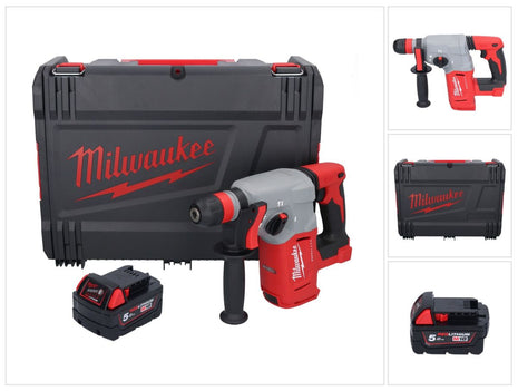 Marteau combiné à batterie Milwaukee M18 BLHX-501X 18 V 2,3 J sans balais + 1x batterie 5,0 Ah + boîtier HD - sans chargeur