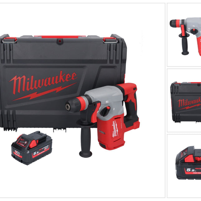 Marteau combiné à batterie Milwaukee M18 BLHX-551X 18 V 2,3 J sans balais + 1x batterie 5,5 Ah + boîtier HD - sans chargeur