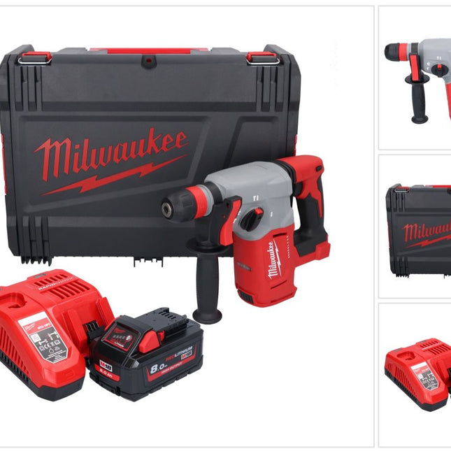 Milwaukee M18 BLHX-801X Marteau perforateur burineur sans fil 18 V 2,3 J Brushless + 1x Batterie 8,0 Ah + Ladegert + HD-Box