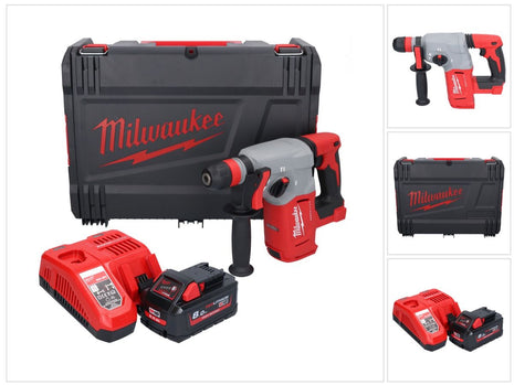 Milwaukee M18 BLHX-801X Marteau perforateur burineur sans fil 18 V 2,3 J Brushless + 1x Batterie 8,0 Ah + Ladegert + HD-Box