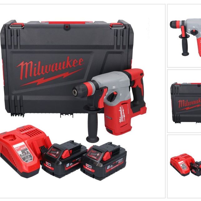 Milwaukee M18 BLHX-802X Marteau perforateur burineur sans fil 18 V 2,3 J Brushless + 2x Batterie 8,0 Ah + Ladegert + HD-Box