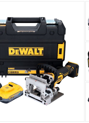 DeWalt DCW 682 H1T Fraiseuse à lamelles sans fil 18 V 102 x 20 mm sans balais + 1x batterie Powerstack 5,0 Ah + chargeur + TSTAK