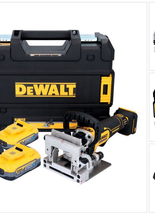 DeWalt DCW 682 H2T Fraiseuse à lamelles sans fil 18 V 102 x 20 mm sans balais + 2x batterie Powerstack 5,0 Ah + chargeur + TSTAK