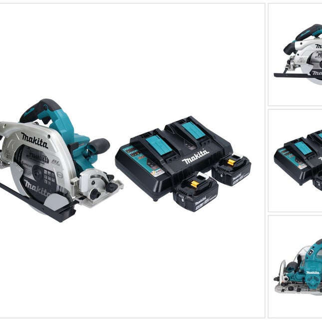 Makita DHS 900 PT2U scie circulaire à batterie 36 V (2x 18 V) 235 mm sans balais + 2x batterie 5,0 Ah + double chargeur + adaptateur Bluetooth
