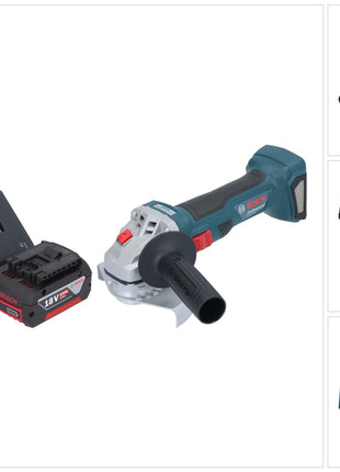 Bosch GWS 18V-7 Professional Meuleuse angulaire sans fil 18 V 125 mm Brushless + 1x batterie 4,0 Ah + chargeur