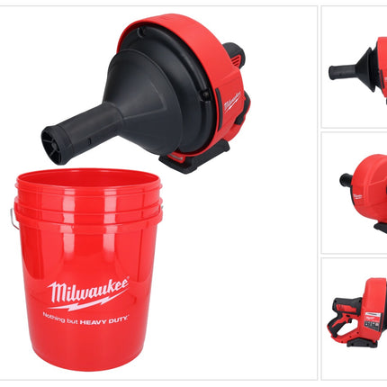 Appareil de nettoyage de tuyaux sur batterie Milwaukee M12 BDC6-0C 12 V (4933451634) + spirale + seau - sans batterie, sans chargeur