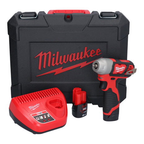 Milwaukee M12 BIW14-202C akumulatorowy klucz udarowy 12 V 50 Nm 1/4" ( 4933443897 ) + 2x akumulator 2,0 Ah + ładowarka + walizka