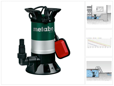 Bomba sumergible de agua sucia Metabo PS 15000 S (0251500000) 850 vatios caudal 15000 l/h