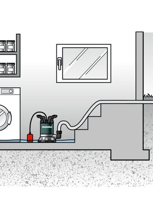 Metabo TP 7500 SI Pompe à eau claire immergée ( 0250750013 ) 300 Watt Débit 7500 l/h