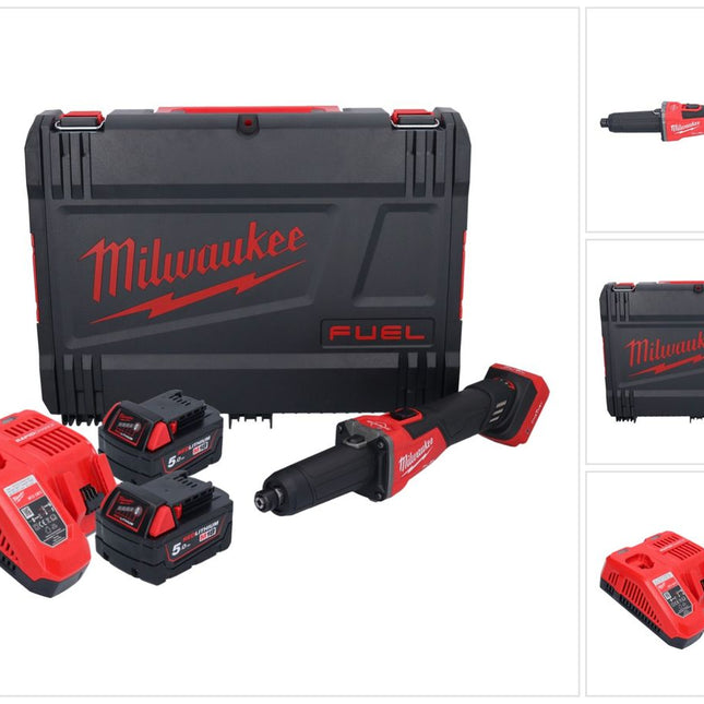 Meuleuse droite à batterie Milwaukee M18 FDGROVB-502X 18 V brushless (4933480956) + 2x batterie 5,0 Ah + chargeur + boîtier HD