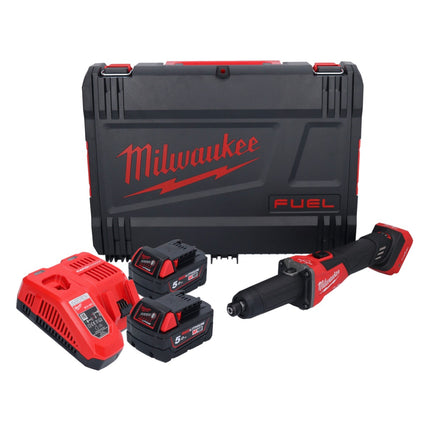 Meuleuse droite à batterie Milwaukee M18 FDGROVB-502X 18 V brushless (4933480956) + 2x batterie 5,0 Ah + chargeur + boîtier HD