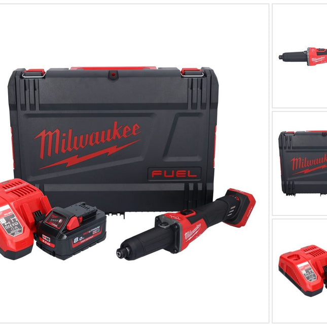 Meuleuse droite à batterie Milwaukee M18 FDGROVB-801X 18 V brushless + 1x batterie 8,0 Ah + chargeur + boîtier HD