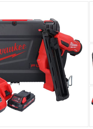 Cloueur à batterie Milwaukee M18 FN15GA-301X 18 V sans balais 32 - 64 mm + 1x batterie 3,0 Ah + chargeur + boîtier HD