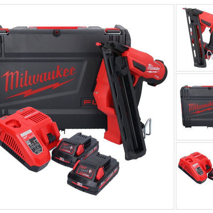 Cloueur à batterie Milwaukee M18 FN15GA-302X 18 V sans balais 32 - 64 mm + 2x batteries 3,0 Ah + chargeur + boîtier HD
