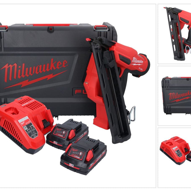 Cloueur à batterie Milwaukee M18 FN15GA-302X 18 V sans balais 32 - 64 mm + 2x batteries 3,0 Ah + chargeur + boîtier HD