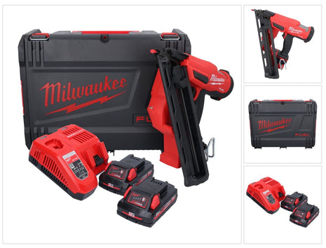 Clavadora a batería Milwaukee M18 FN15GA-302X 18 V sin escobillas 32 - 64 mm + 2x baterías 3.0 Ah + cargador + caja HD