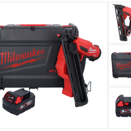 Cloueur sur batterie Milwaukee M18 FN15GA-501X 18 V sans balais 32 - 64 mm + 1x batterie 5,0 Ah + boîtier HD - sans chargeur