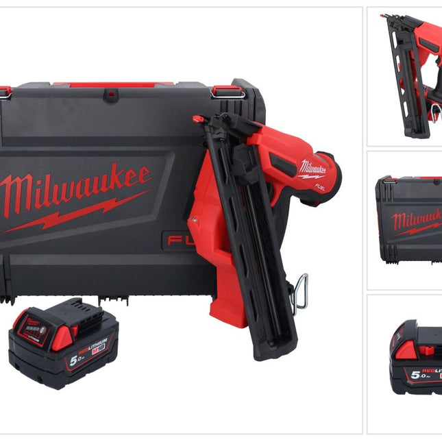 Cloueur sur batterie Milwaukee M18 FN15GA-501X 18 V sans balais 32 - 64 mm + 1x batterie 5,0 Ah + boîtier HD - sans chargeur