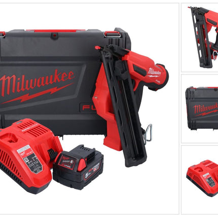 Cloueur sur batterie Milwaukee M18 FN15GA-501X 18 V sans balais 32 - 64 mm + 1x batterie 5,0 Ah + chargeur + boîtier HD