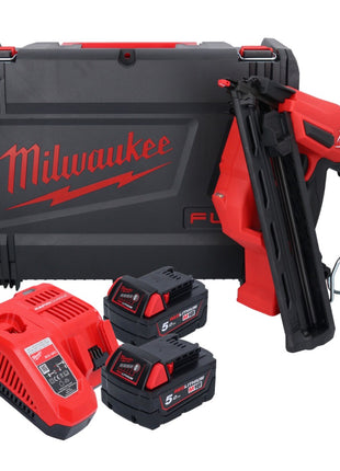 Clavadora a batería Milwaukee M18 FN15GA-502X 18 V sin escobillas 32 - 64 mm + 2x baterías 5,0 Ah + cargador + caja HD