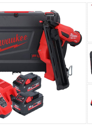 Cloueur à batterie Milwaukee M18 FN15GA-552X 18 V sans balais 32 - 64 mm + 2x batteries 5,5 Ah + chargeur + boîtier HD