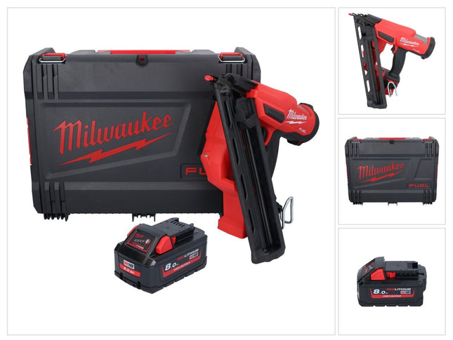 Cloueur sur batterie Milwaukee M18 FN15GA-801X 18 V sans balais 32 - 64 mm + 1x batterie 8,0 Ah + boîtier HD - sans chargeur