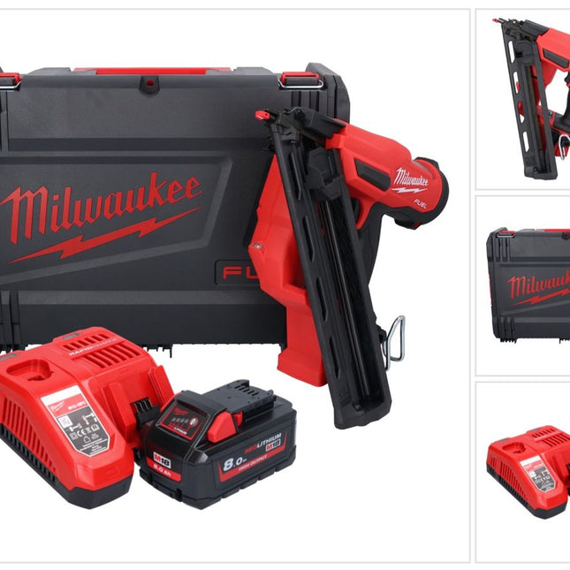 Cloueur sur batterie Milwaukee M18 FN15GA-801X 18 V sans balais 32 - 64 mm + 1x batterie 8,0 Ah + chargeur + boîtier HD
