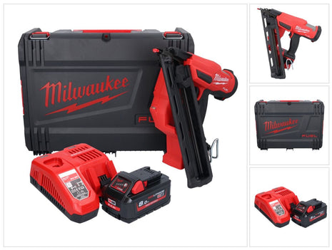 Clavadora a batería Milwaukee M18 FN15GA-801X 18 V sin escobillas 32 - 64 mm + 1x batería 8,0 Ah + cargador + caja HD