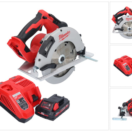 Scie circulaire manuelle à batterie Milwaukee M18 BLCS66-301 18 V 190 mm sans balais + 1x batterie 3,0 Ah + chargeur