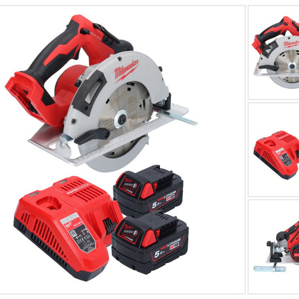 Scie circulaire à main sur batterie Milwaukee M18 BLCS66-502 18 V 190 mm sans balais + 2x batteries 5,0 Ah + chargeur