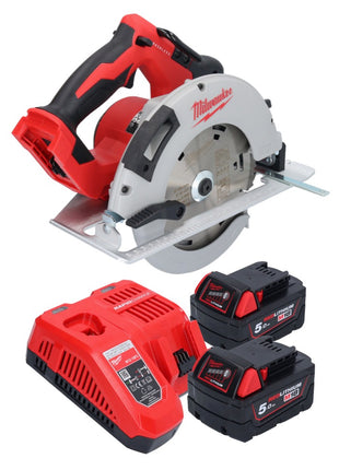 Sierra circular de mano a batería Milwaukee M18 BLCS66-502 18 V 190 mm sin escobillas + 2x baterías 5,0 Ah + cargador