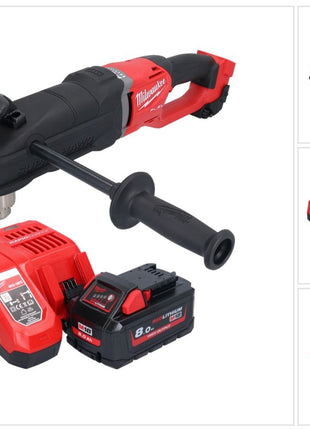 Taladro angular a batería Milwaukee M18 FRAD2-801 18 V 122 Nm sin escobillas + 1x batería 8,0 Ah + cargador