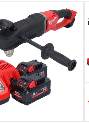 Milwaukee M18 FRAD2-802 Perceuse d'angle sans fil 18 V 122 Nm Brushless + 2x batterie 8,0 Ah + chargeur