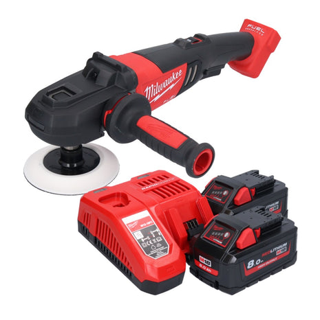 Polisseuse à batterie Milwaukee M18 FAP180-802 18 V 180 mm brushless + 2x batteries 8,0 Ah + chargeur