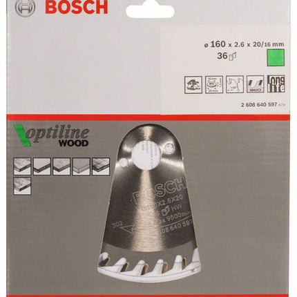 BOSCH Lame pour scie circulaire Optiline Wood D. ext. 160 mm nombre de dents 36 WZ ( 4000815437 )