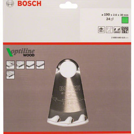 BOSCH Lame pour scie circulaire Optiline Wood D. ext. 190 mm nombre de dents 24 WZ ( 4000815429 )