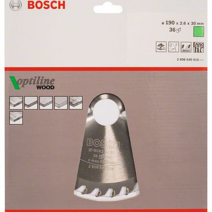 BOSCH Lame pour scie circulaire Optiline Wood Ø extérieur 190 mm Nombre de dents 36 WZ ( 4000908913 )
