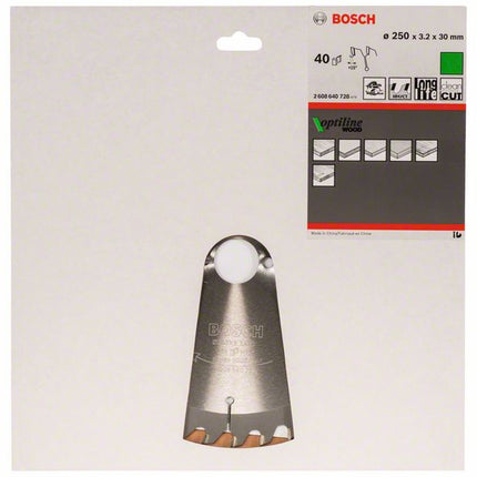 BOSCH Lame pour scie circulaire Optiline Wood D. ext. 250 mm nombre de dents 40 WZ ( 4000815445 )