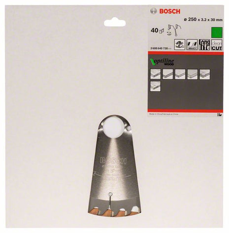 BOSCH Lame pour scie circulaire Optiline Wood D. ext. 250 mm nombre de dents 40 WZ ( 4000815445 )