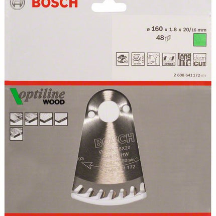 BOSCH Lame pour scie circulaire Optiline Wood Ø extérieur 160 mm Nombre de dents 48 WZ ( 8000341993 )