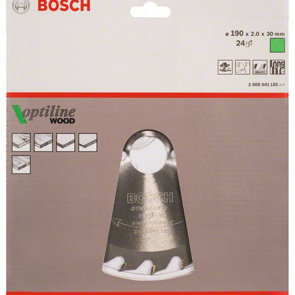 Lame de scie circulaire BOSCH Optiline Wood Ø extérieur 190 mm nombre de dents 24 WZ ( 4000908909 )