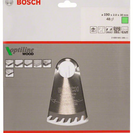 BOSCH Lame pour scie circulaire Optiline Wood D. ext. 190 mm nombre de dents 48 WZ ( 4000815430 )