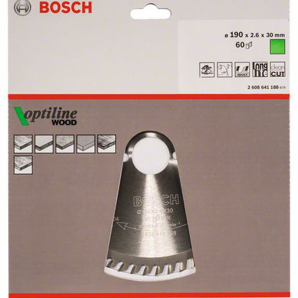 BOSCH Lame pour scie circulaire Optiline Wood D. ext. 190 mm nombre de dents 60 WZ ( 4000815440 )