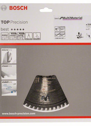 Piła tarczowa BOSCH Ø zewnętrzna 216 mm Liczba zębów 64 HLTCG ( 8000342276 )